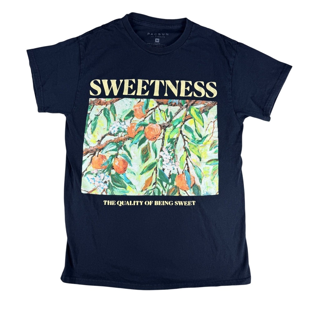 PacSun Sweetness‎ Graphic T-Shirt Fruit Art Print Black Medium Cotton Womens